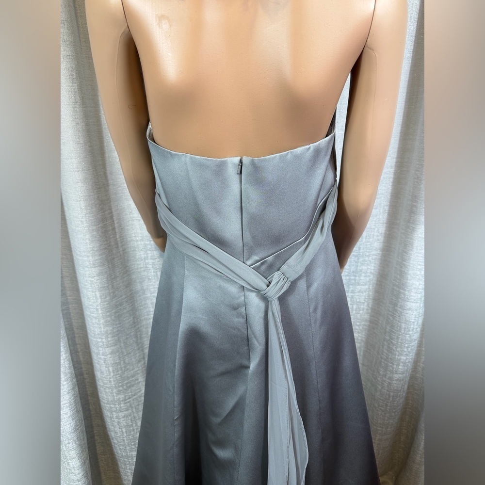 David’s Bridal Silver Halter Formal Gown Size 12 | Elegant A-Line Evening Dress - Picture 7 of 8